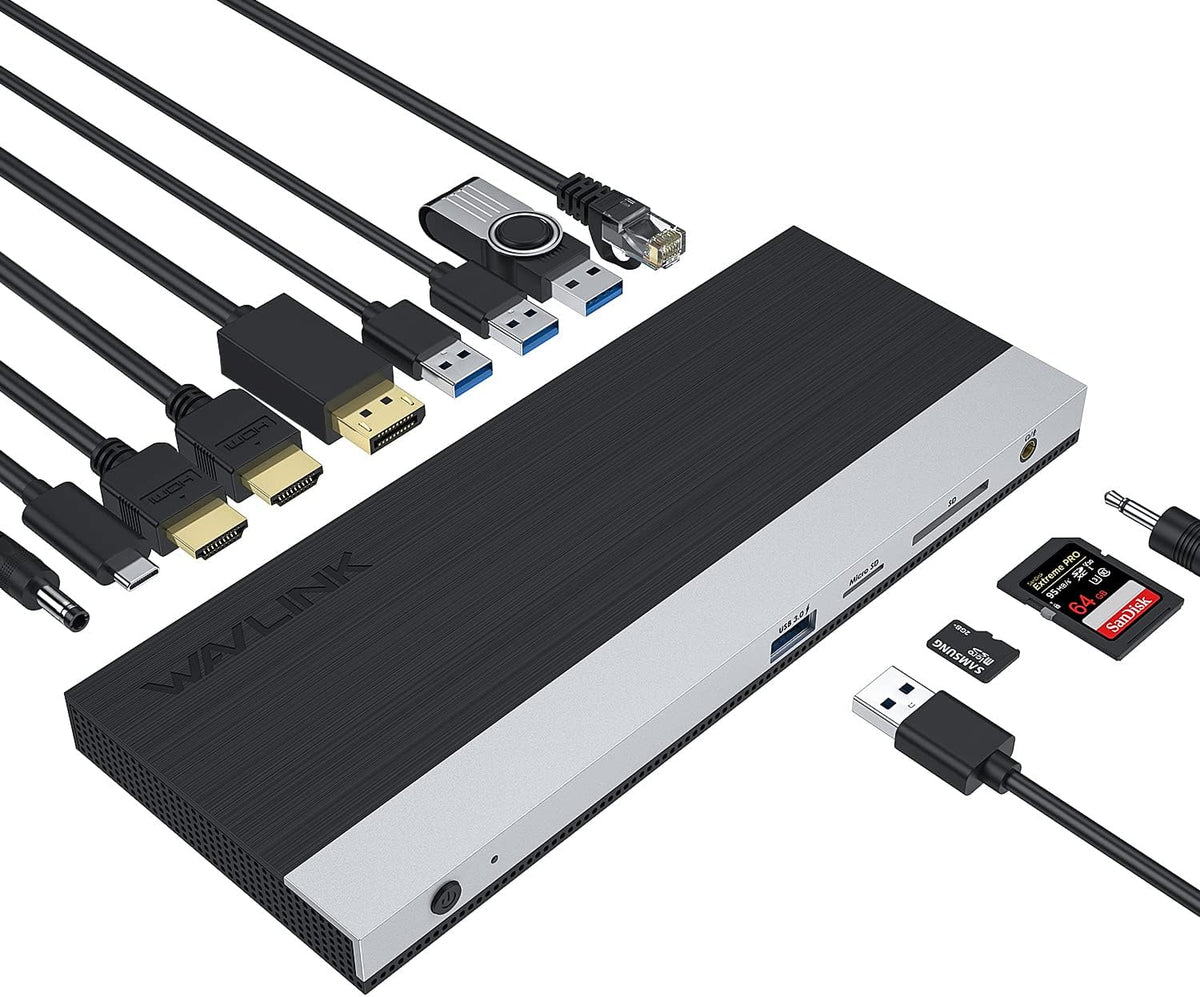 13-in-1 USB C Hub with 2 HDMI, DisplayPort, Ethernet, 4 USB 3.0, SD/TF Card Reader F370399