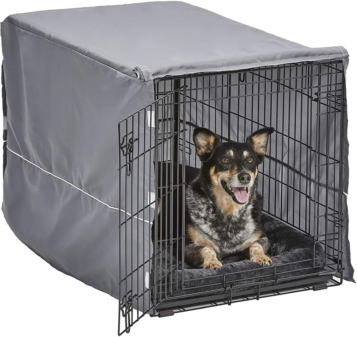 Double Door Dog Crate Kit with Gray Bed & Gray Crate Cover, 36-Inch I808807