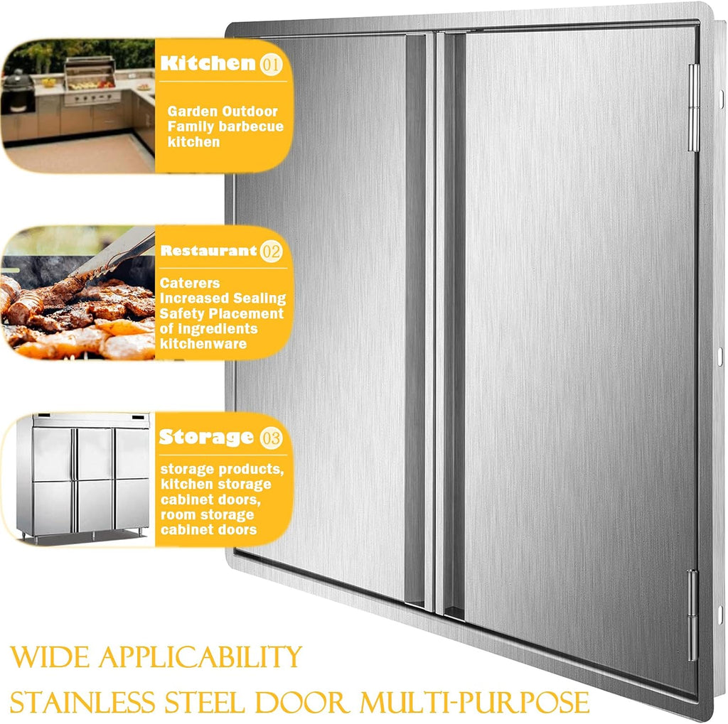 Outdoor Kitchen BBQ Access Door Stainless Steel Double Wall Vertical Door B82778