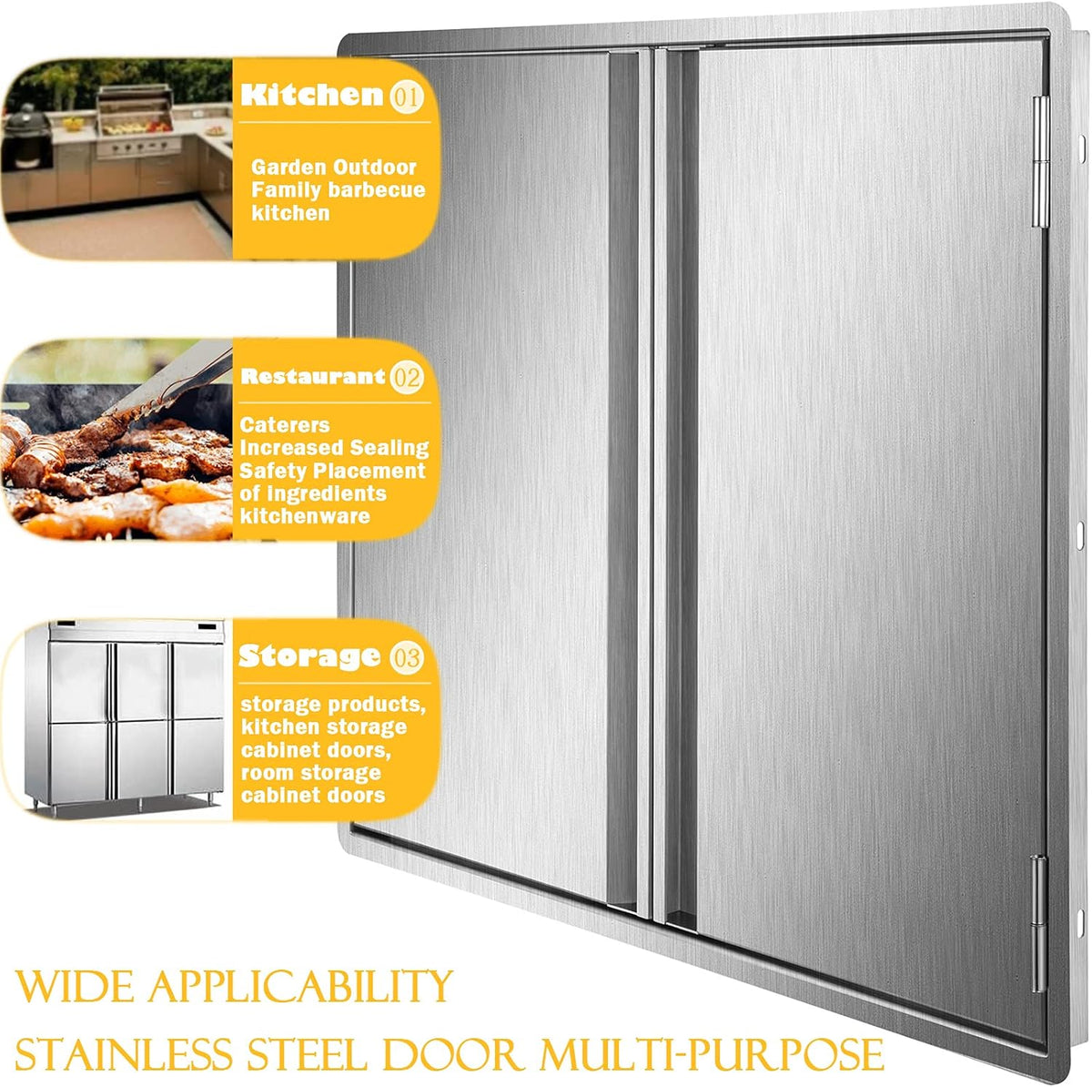 Outdoor Kitchen BBQ Access Door Stainless Steel Double Wall Vertical Door B82778
