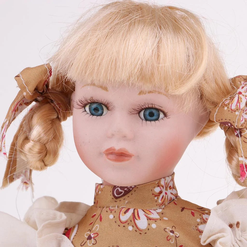 30cm Porcelain Girl Doll Figure with Yellow Clothes N86505