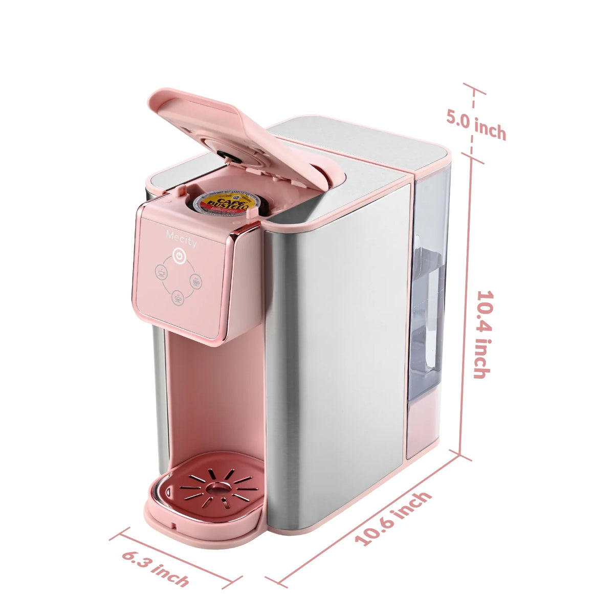 Pink 3-in-1 Single Serve Coffee Machine with Removable 50 Oz Water Reservoir T684918