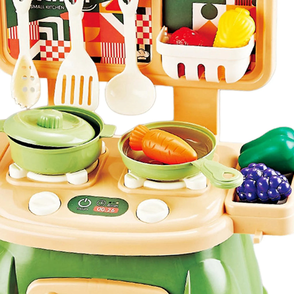 30Pcs Kitchen Playset Toy Pretend Food and Cooking Playset Educational Learning Skill Toy Pretend Chef Cookware for Dollhouse green A82023