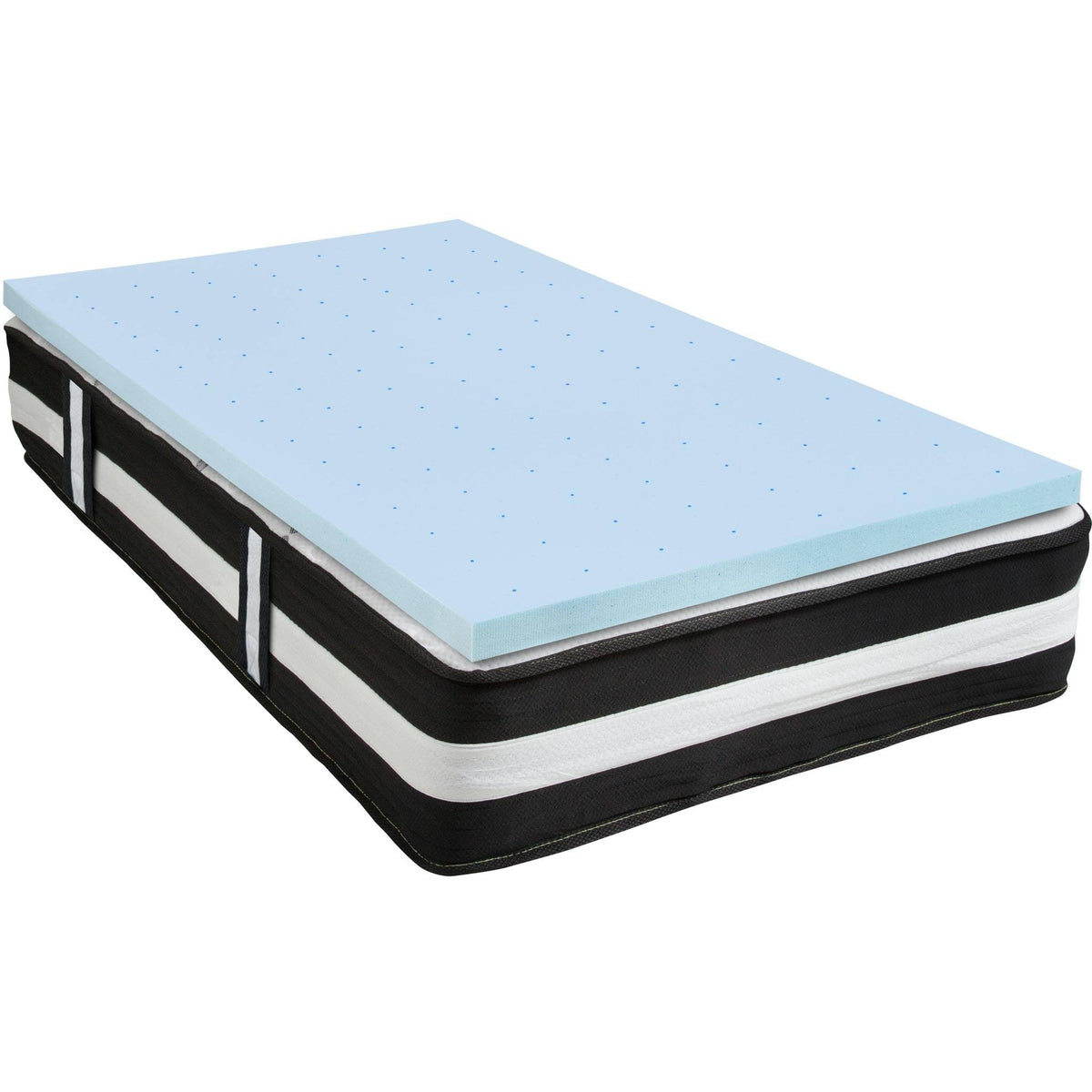 Twin 12 inch Foam Pocket Spring Mattress with 3 inch Gel Memory Foam Topper C952