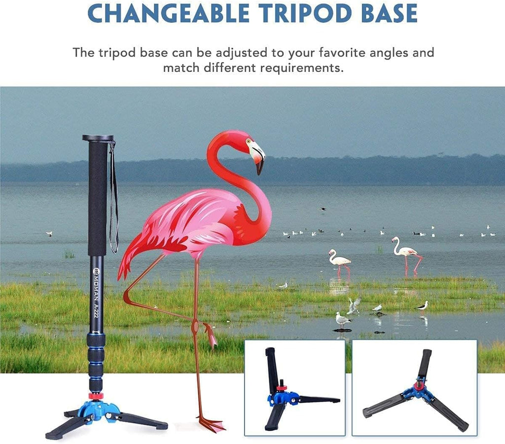 Monopod Tripod with Feet for Camera DSLR Camcorder DV, Lightweight Portable Aluminum Alloy Unipod, Tripod Base Included, 5 Sections up to 65 inch T809133