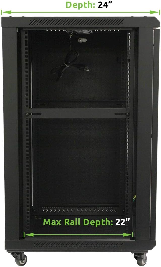 18U Wall Mount Server Cabinet with Glass Door and Shelves C3317
