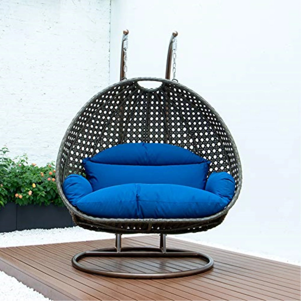 Blue Wicker 2 Person Hanging Egg Swing Chair K693