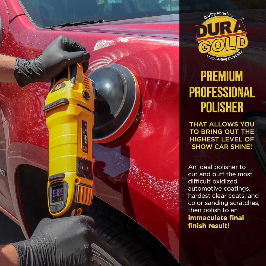 7 Rotary Polisher Buffer Sander with LED Screen Variable Speed RPM Control, 1200 Watts, 2 Buffing Polishing Pads X6446