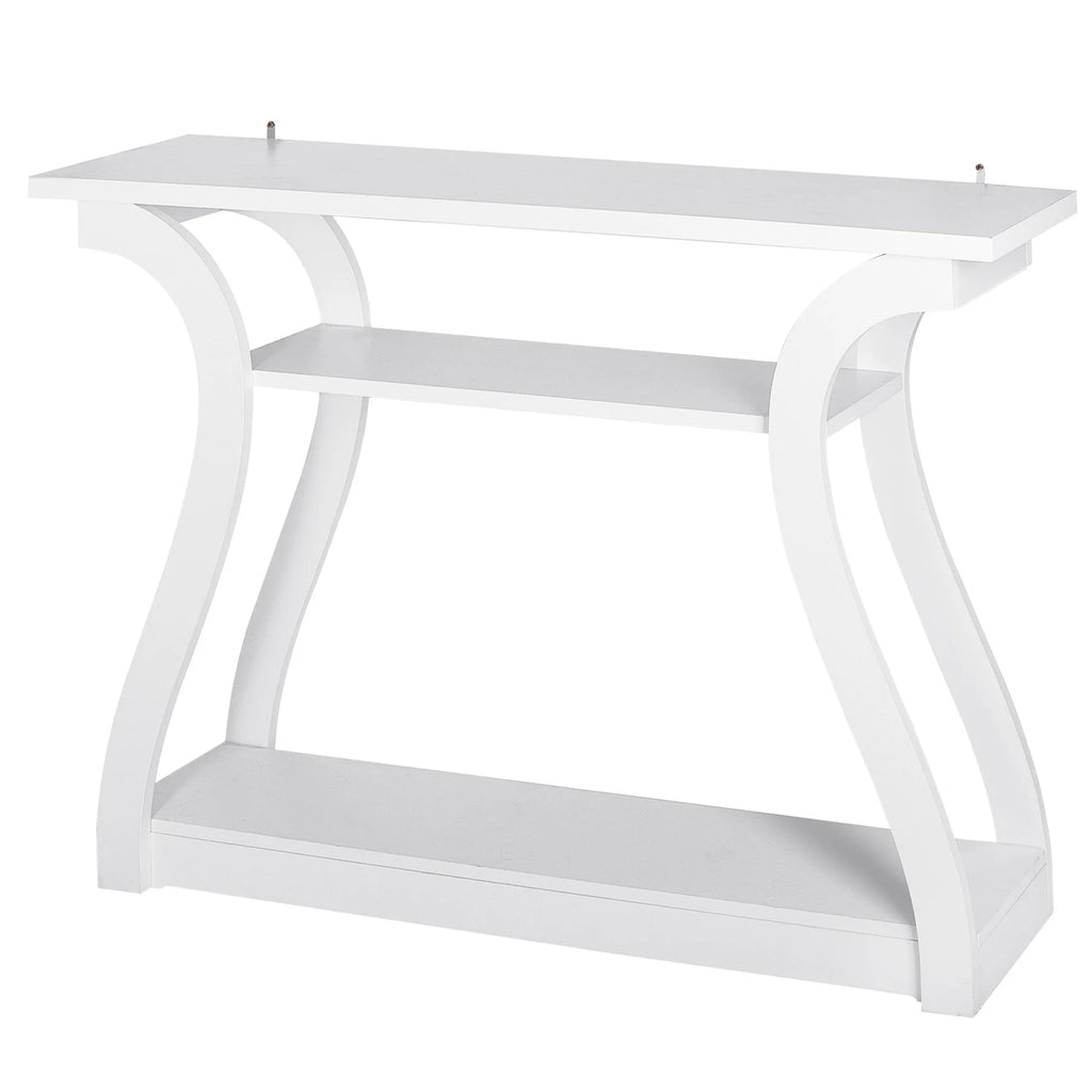 White Curved 3-Tier Console Table X229