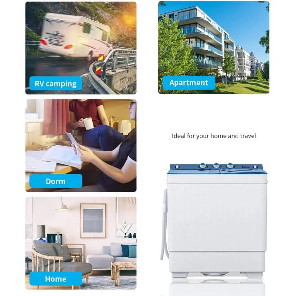 Semi-automatic Twin Tub Washing Machine 26Lbs White Blue K668897