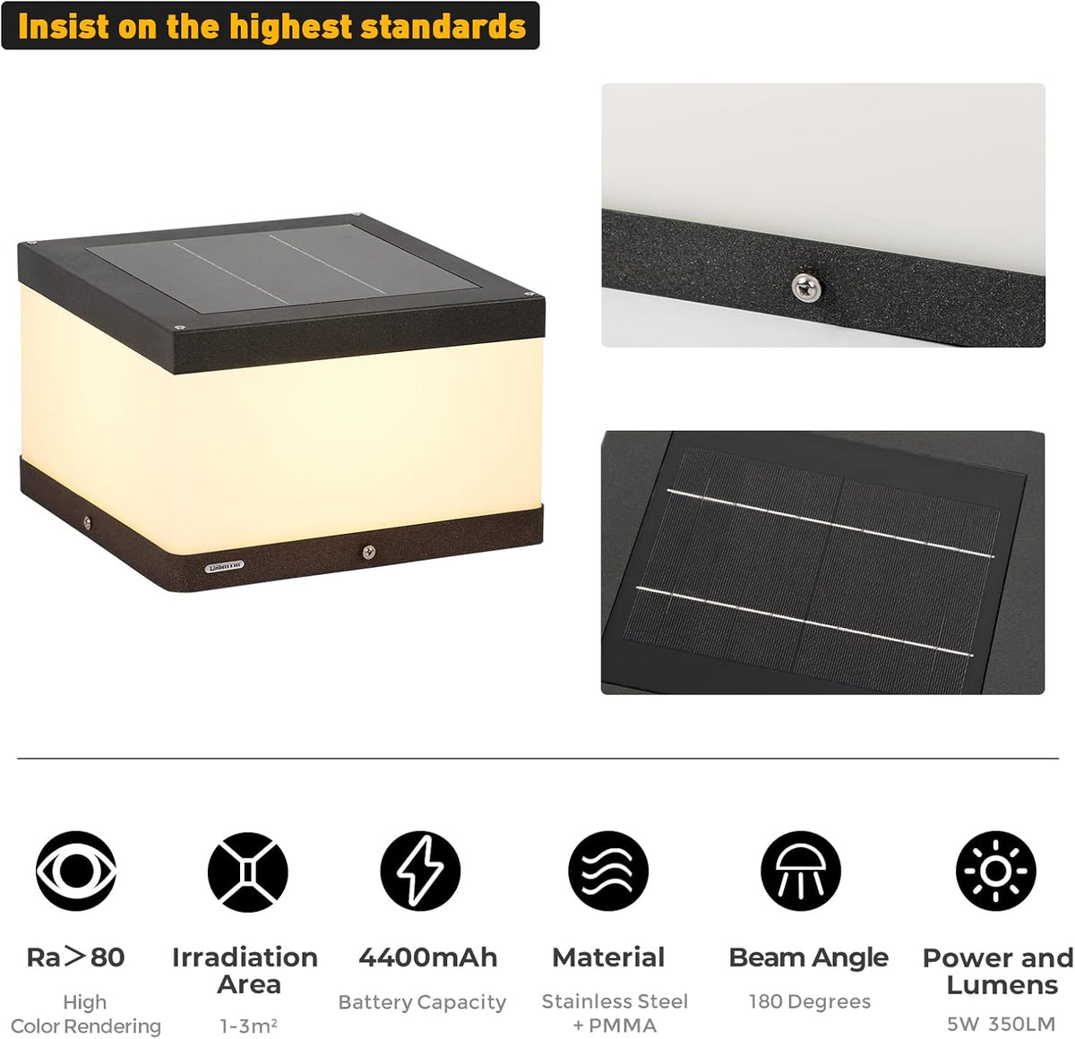 Outdoor Solar Post Cap Light with Waterproof IP54 J4586