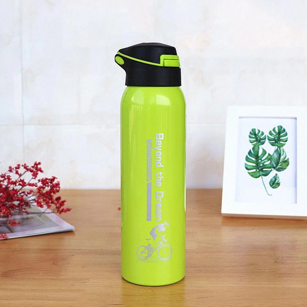 Green Vacuum Insulated Water Bottle with Straw Y4166