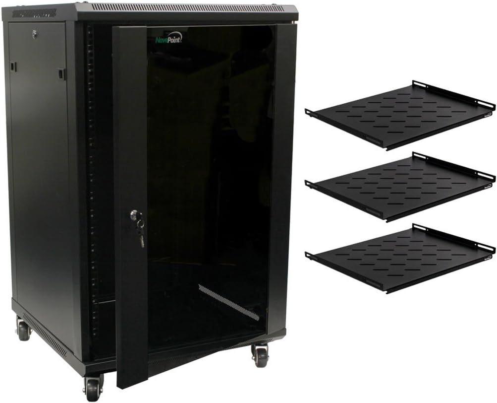 18U Wall Mount Server Cabinet with Glass Door and Shelves C3317