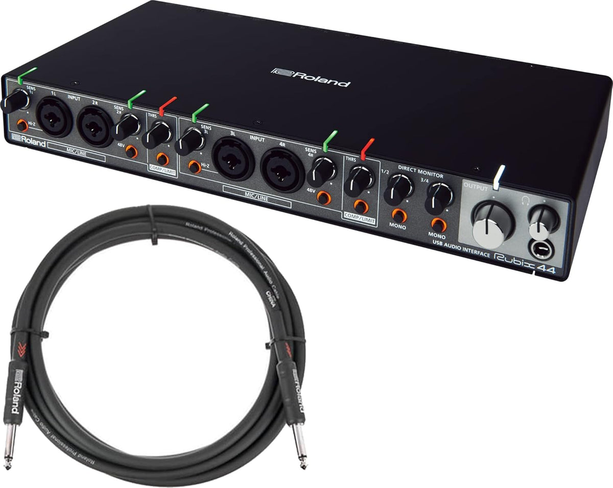 Roland RUBIX44 USB Audio Interface Bundle with 10ft Instrument Cable S307