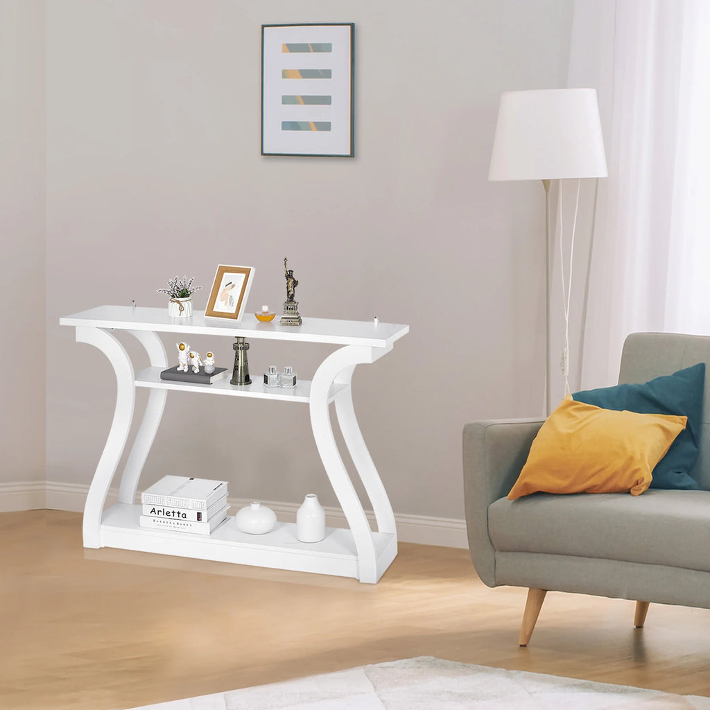 White Curved 3-Tier Console Table X229