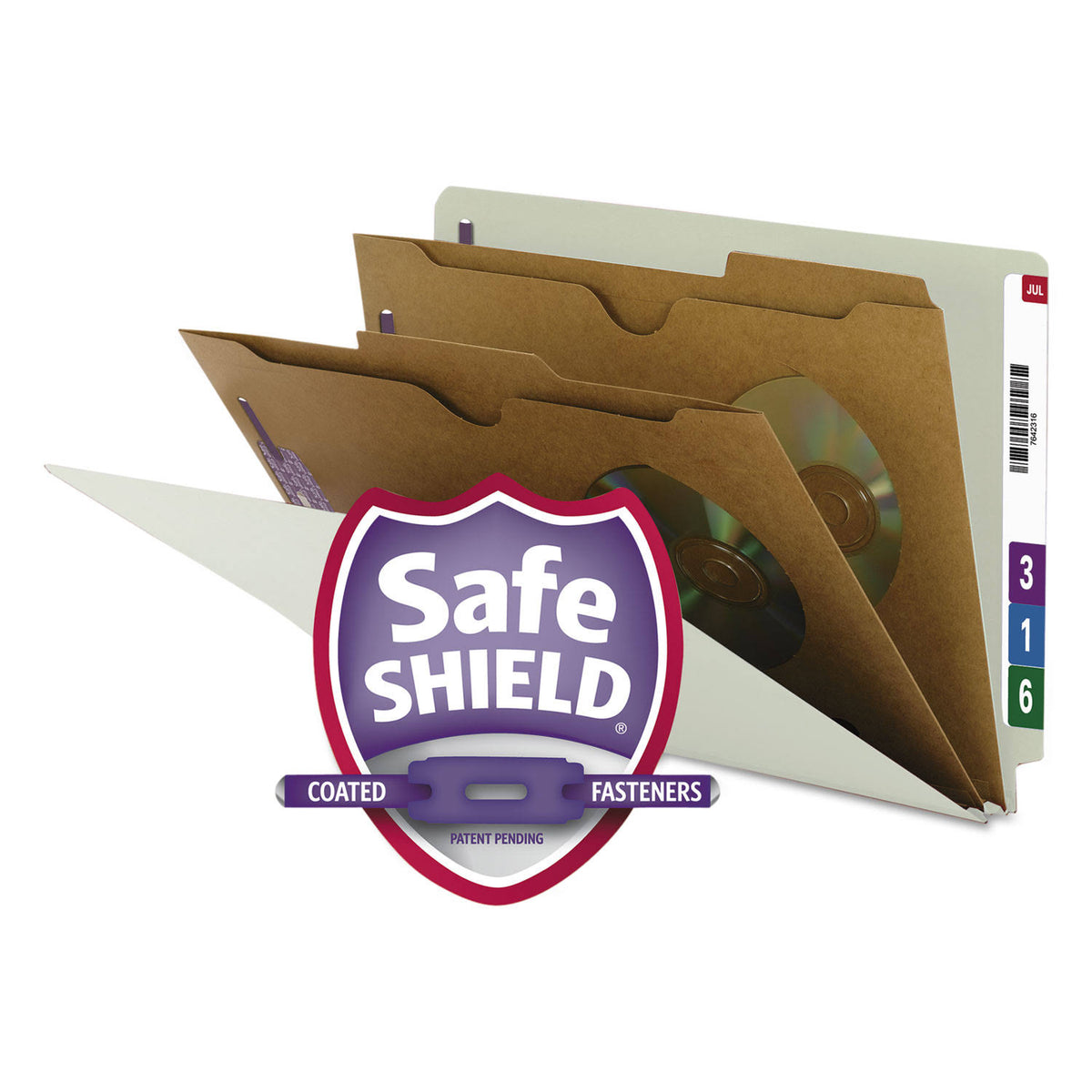 Legal Size Gray/Green 2 Pocket File Folder with Fasteners, 10/Box X633