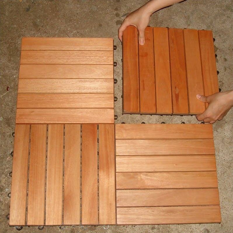 FSC Eucalyptus Interlocking Deck Tile 6 Slats Set of 10 F9346