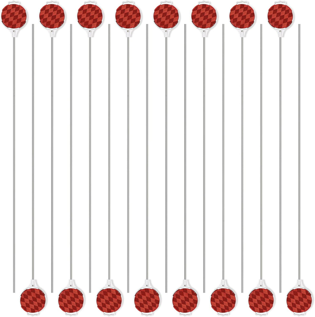 Red Reflective Driveway Markers 36.5-inch Double Sided Metal Post 16 Pack P74503