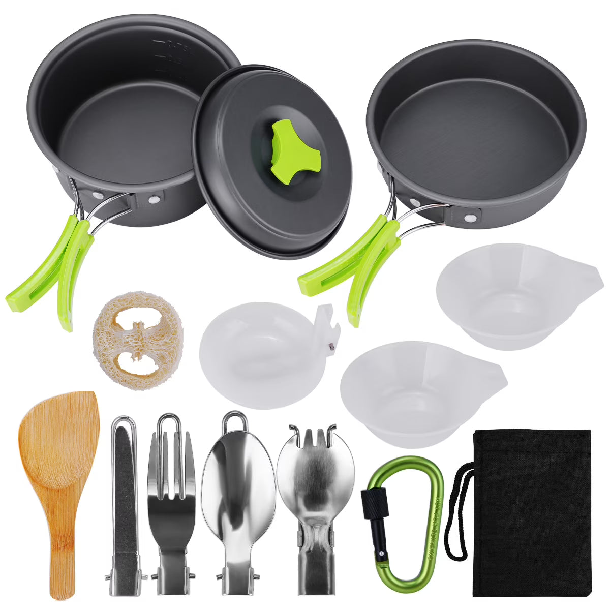 15Pcs Non-Stick Camping Cookware Set T304