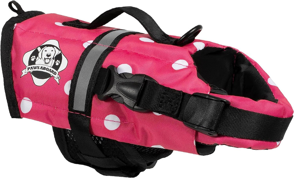 Pink & White Polka Dot Nylon Dog Life Jacket S674