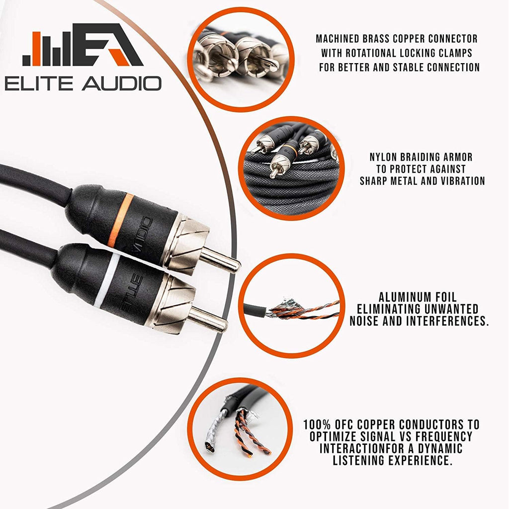 100% OFC Copper RCA Interconnects Stereo Cable, 2 Channel 1.5' (2 x RCA Male to 2 x RCA Male), Pack of 2 W960
