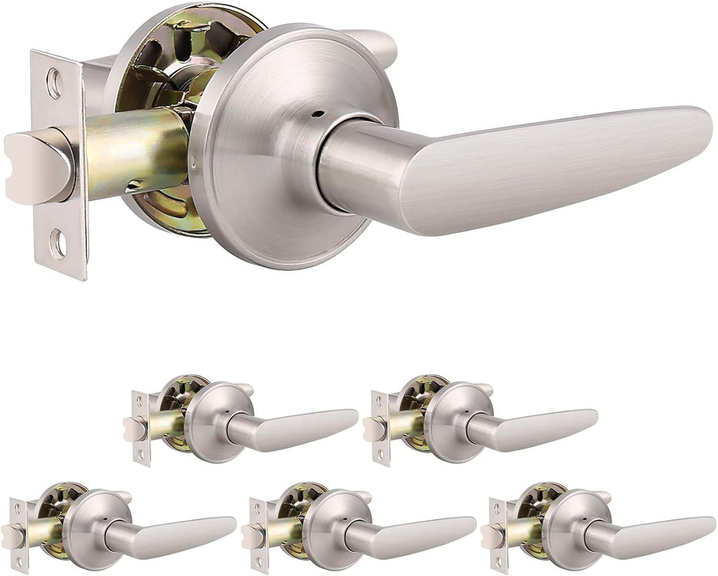 5 Pack Satin Nickel Door Levers Straight Handle Keyless Non-Locking Pull/Push M580585