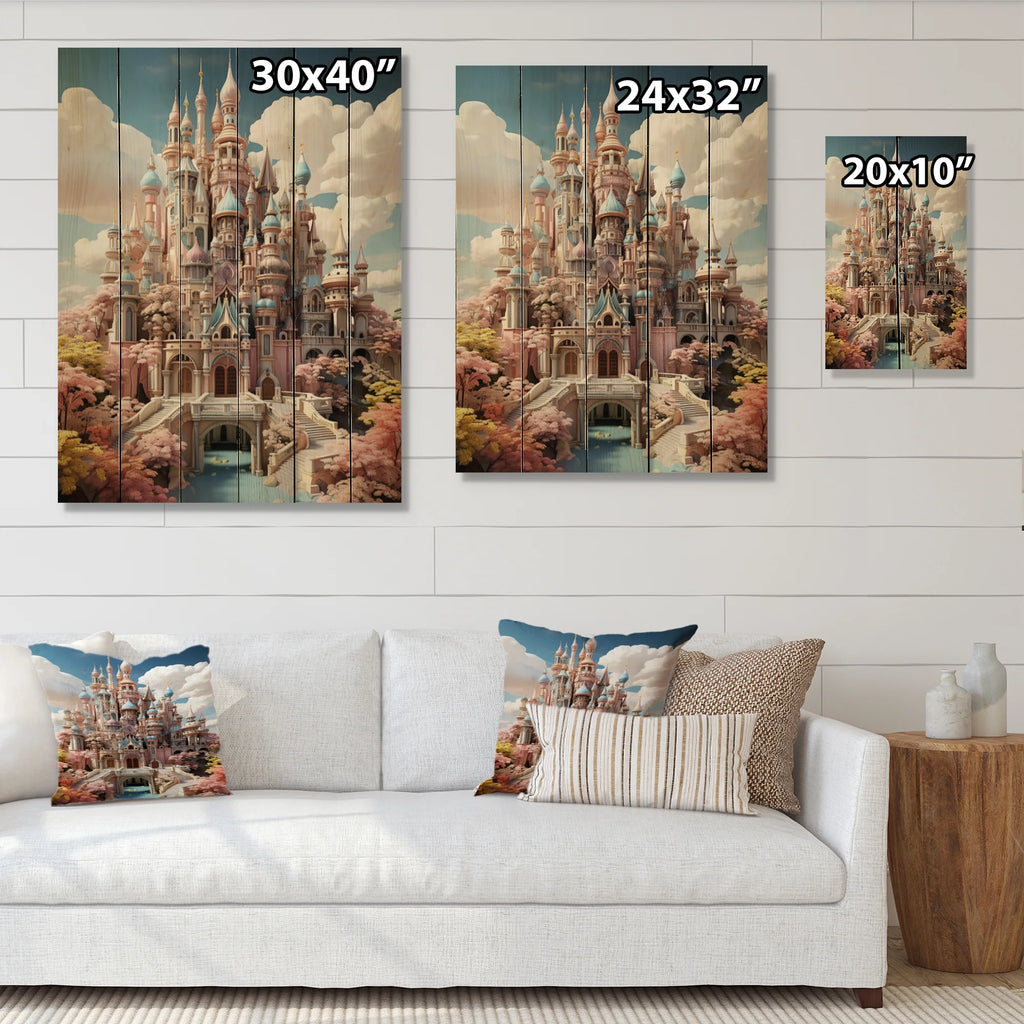 Natural Pine Wood Cityscapes Print T44270