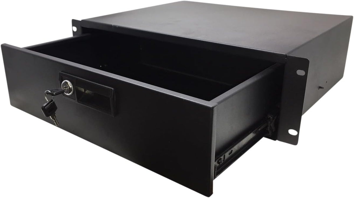 19 Rack Mount DJ Locking Lockable Deep Drawer 1U L18829