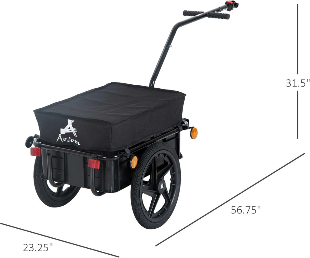 Bicycle Cargo Trailer with Removable Box and Waterproof Cover, Two 16in Wheels O9927