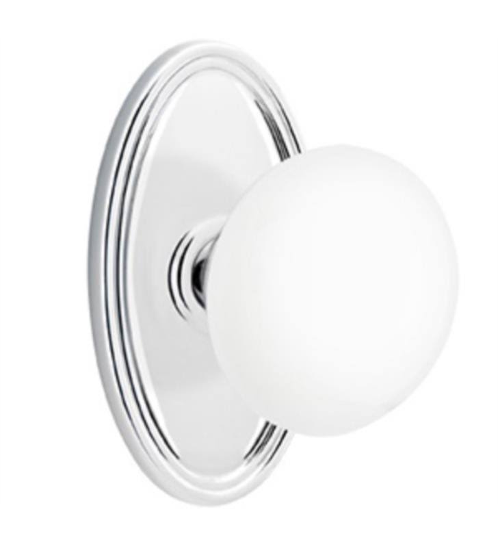 Satin Nickel Passage Knob with Oval Rose T50418