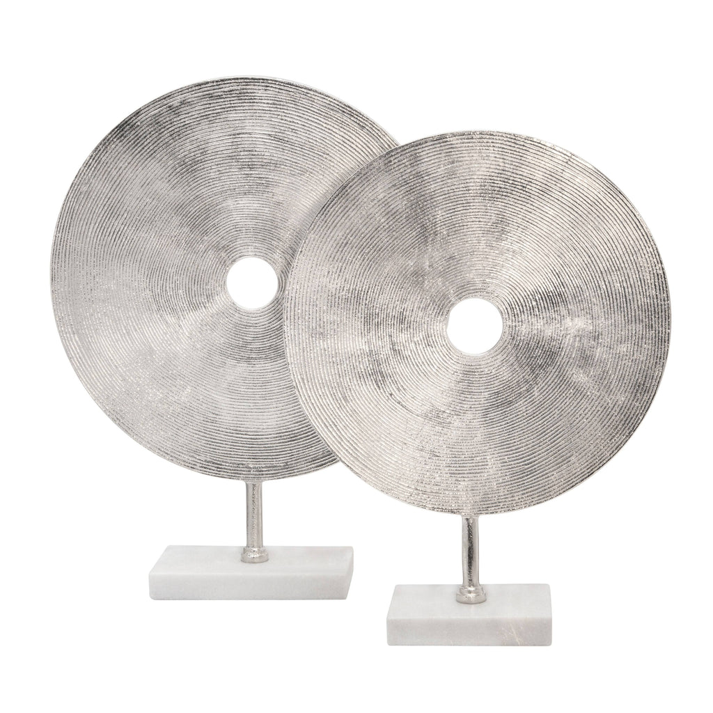 Silver Disc on Marble Base I5382