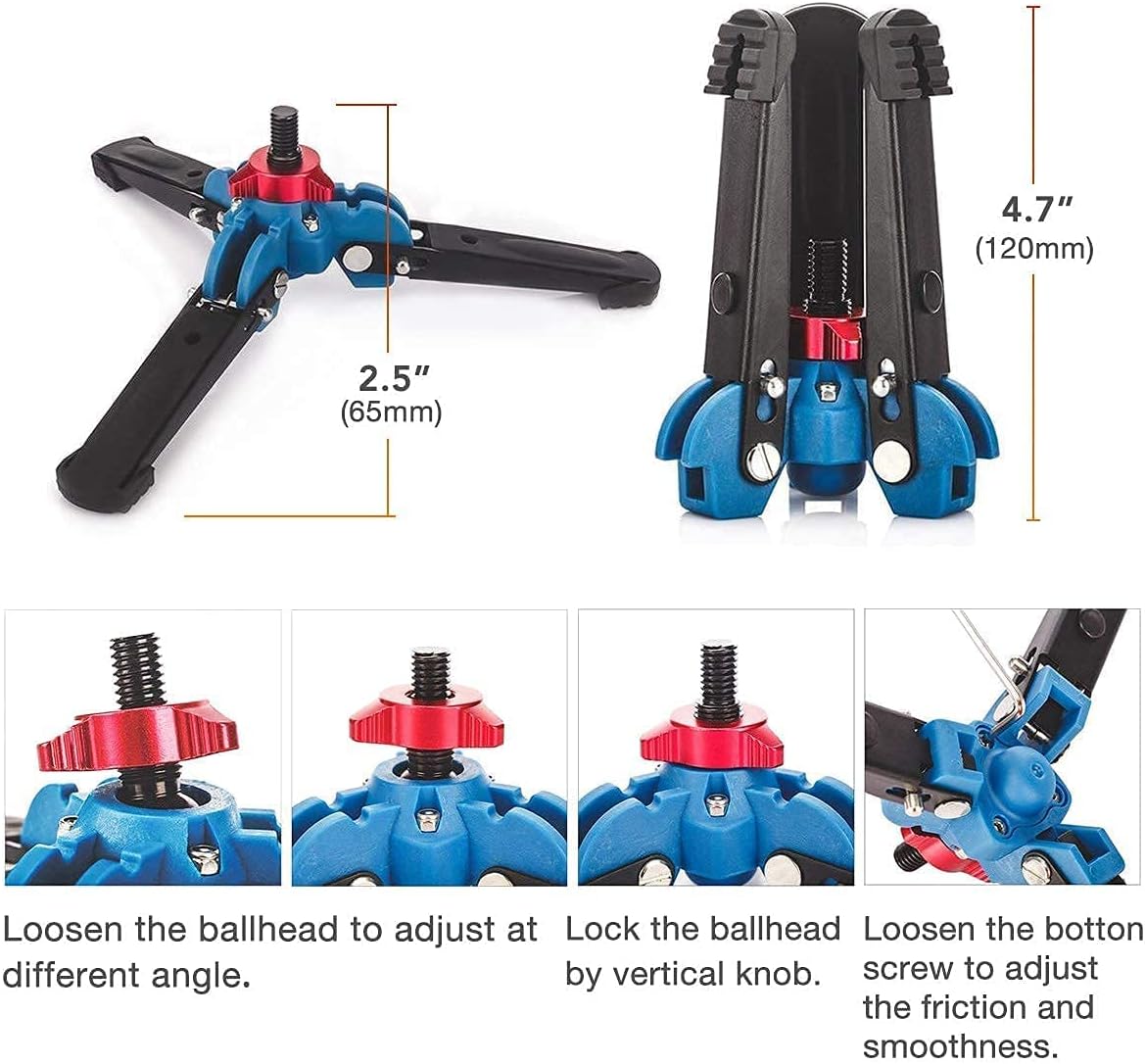 Monopod Tripod with Feet for Camera DSLR Camcorder DV, Lightweight Portable Aluminum Alloy Unipod, Tripod Base Included, 5 Sections up to 65 inch T809133