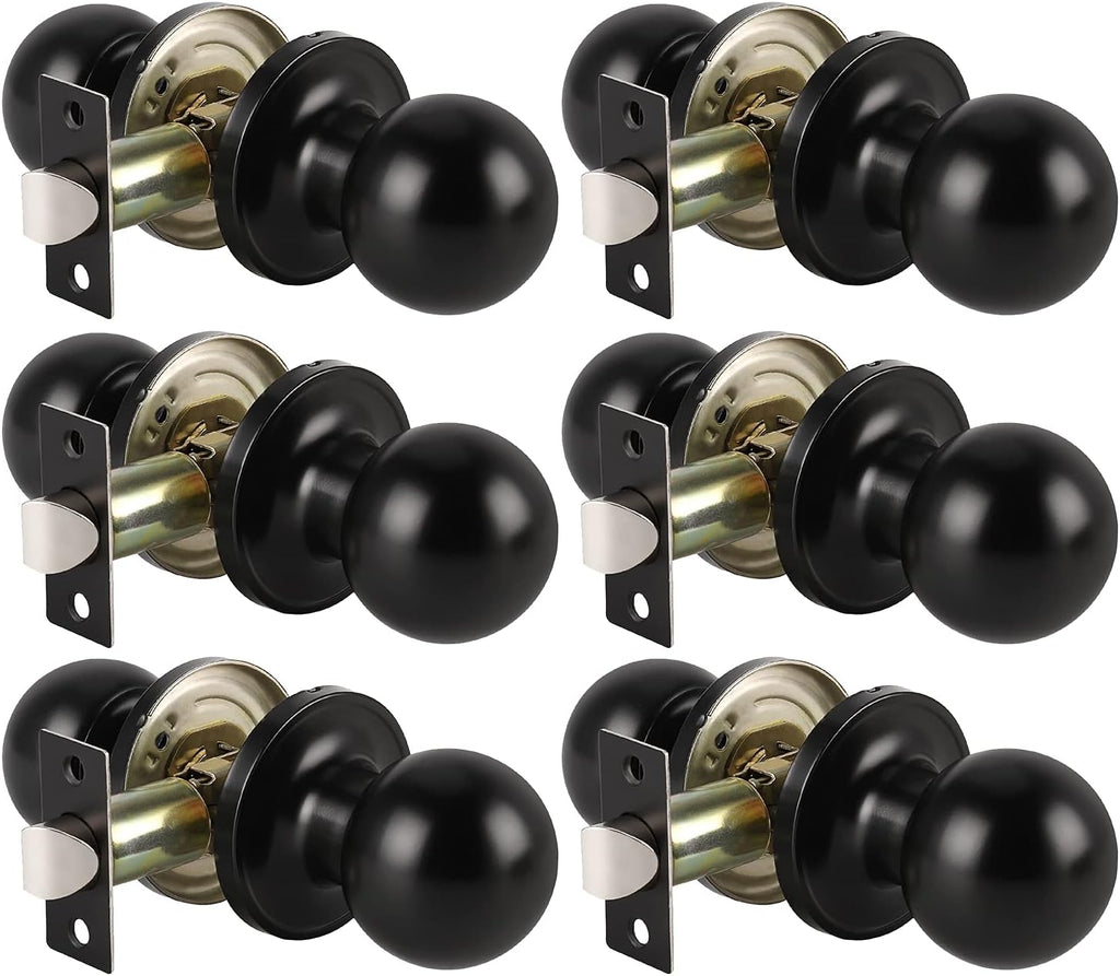 10 Pack Keyed Alike Matte Black Exterior Door Knobs with Lock and Key L402694