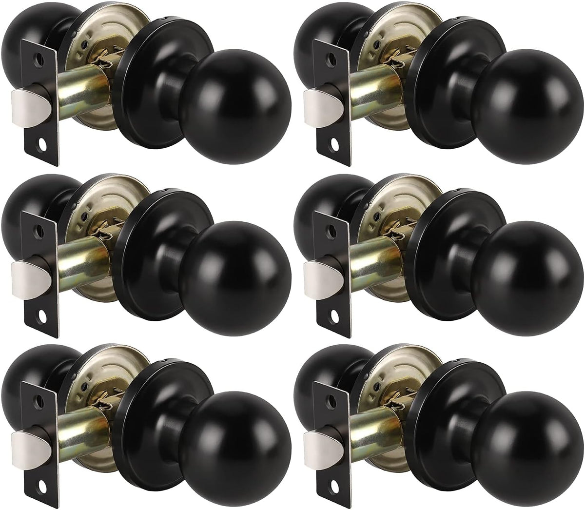 10 Pack Keyed Alike Matte Black Exterior Door Knobs with Lock and Key L402694