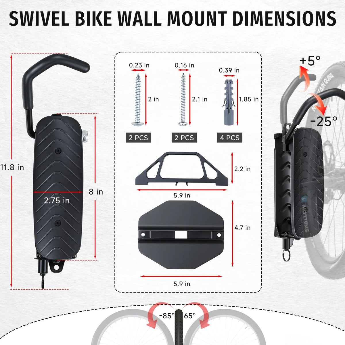 Rotating Bike Hanger Wall Mount Bike Rack, 66 lbs Capacity F7999