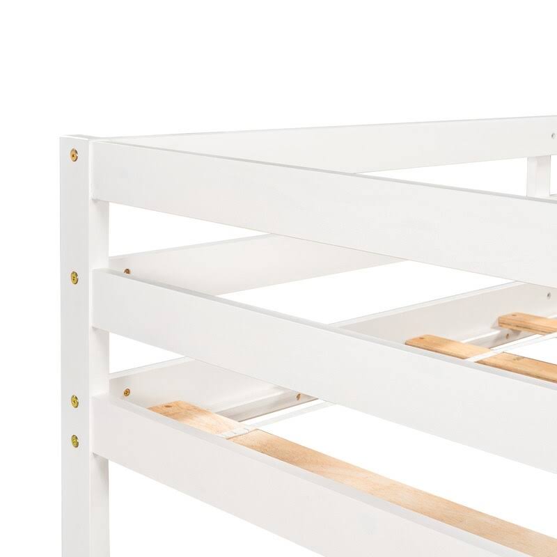 White Twin Loft Bed with Cabinet and Rolling Desk F3269
