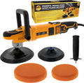 7 Rotary Polisher Buffer Sander with LED Screen Variable Speed RPM Control, 1200 Watts, 2 Buffing Polishing Pads X6446