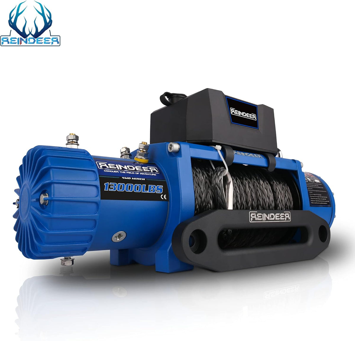 12V 13000 lb Electric Winch Synthetic Rope with Hawse Fairlead Waterproof IP67 J748