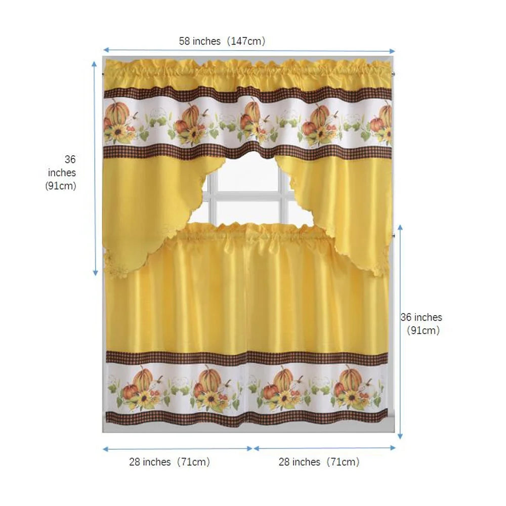 3-Piece Yellow Kitchen Curtain Tiers & Swag Set, 58x36 & 28x36 inches S447932