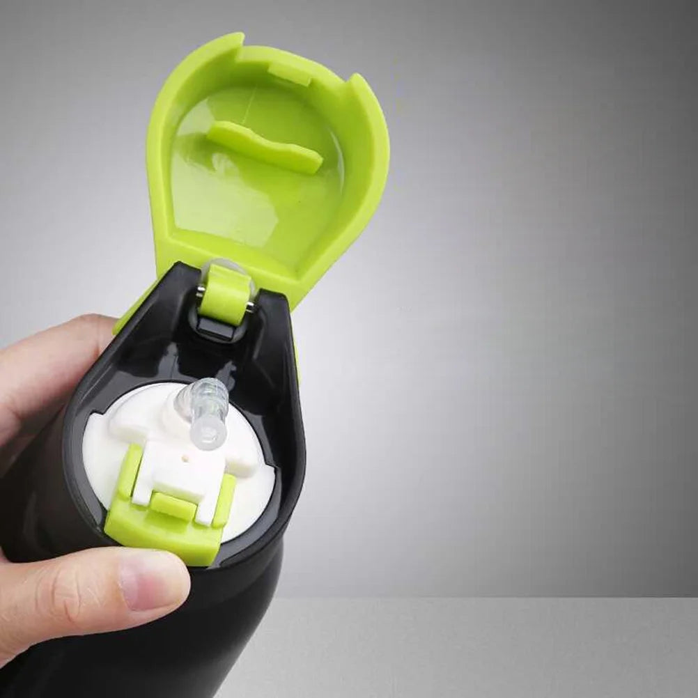 Green Vacuum Insulated Water Bottle with Straw Y4166