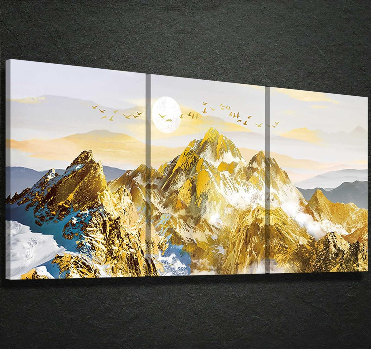 Gold Grey 3 Panel Canvas Wall Art B98408