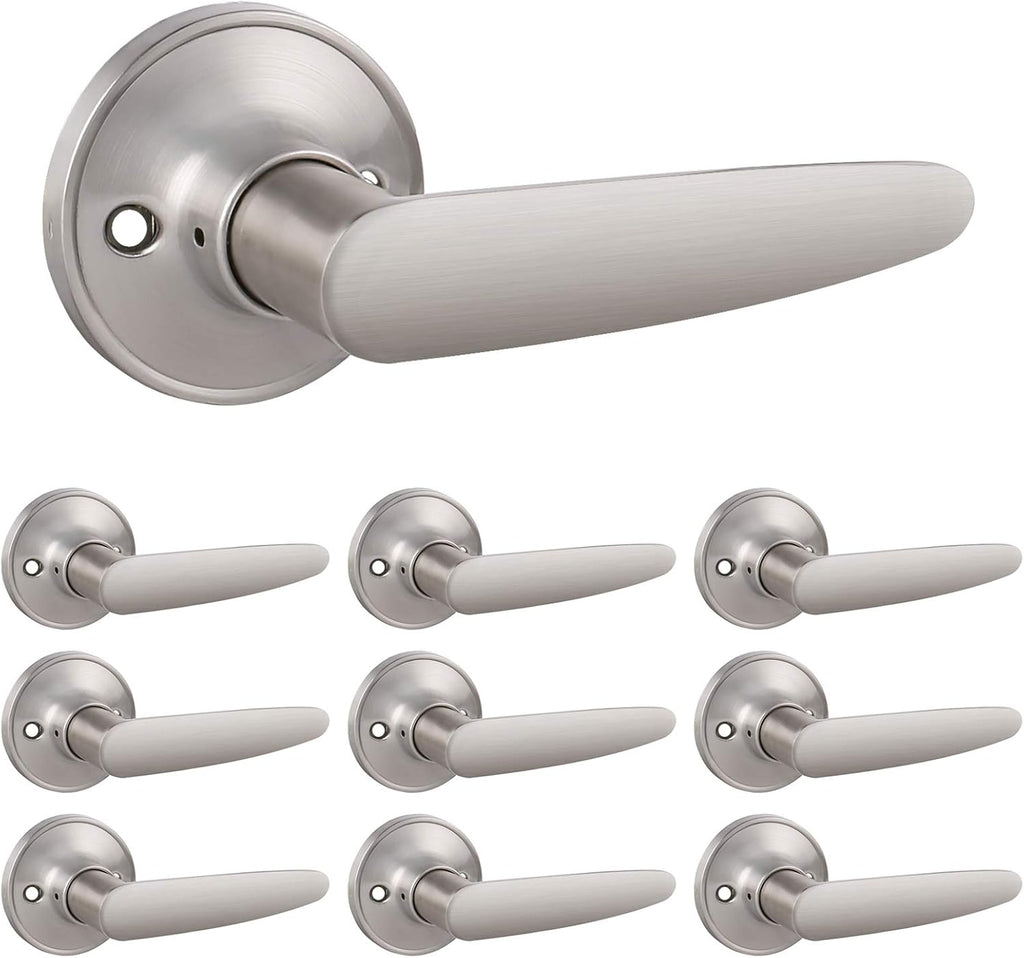 5 Pack Satin Nickel Door Levers Straight Handle Keyless Non-Locking Pull/Push M580585