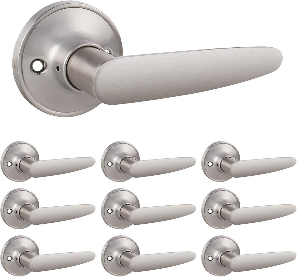 5 Pack Satin Nickel Door Levers Straight Handle Keyless Non-Locking Pull/Push M580585