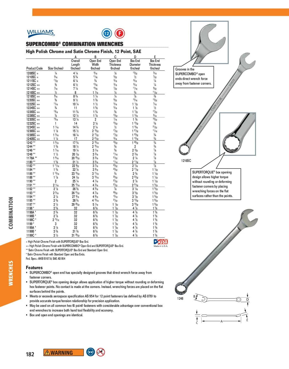 2-1/2x22 Combination Wrench Satin Chrome Finish E4066