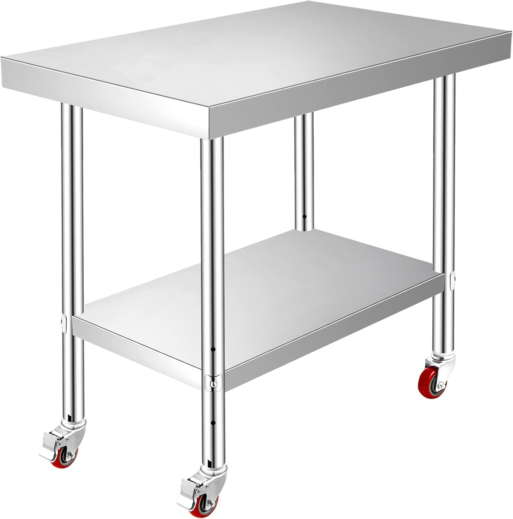 Stainless Steel Work Table with Wheels 24 x 12 x 32 Inch C1897