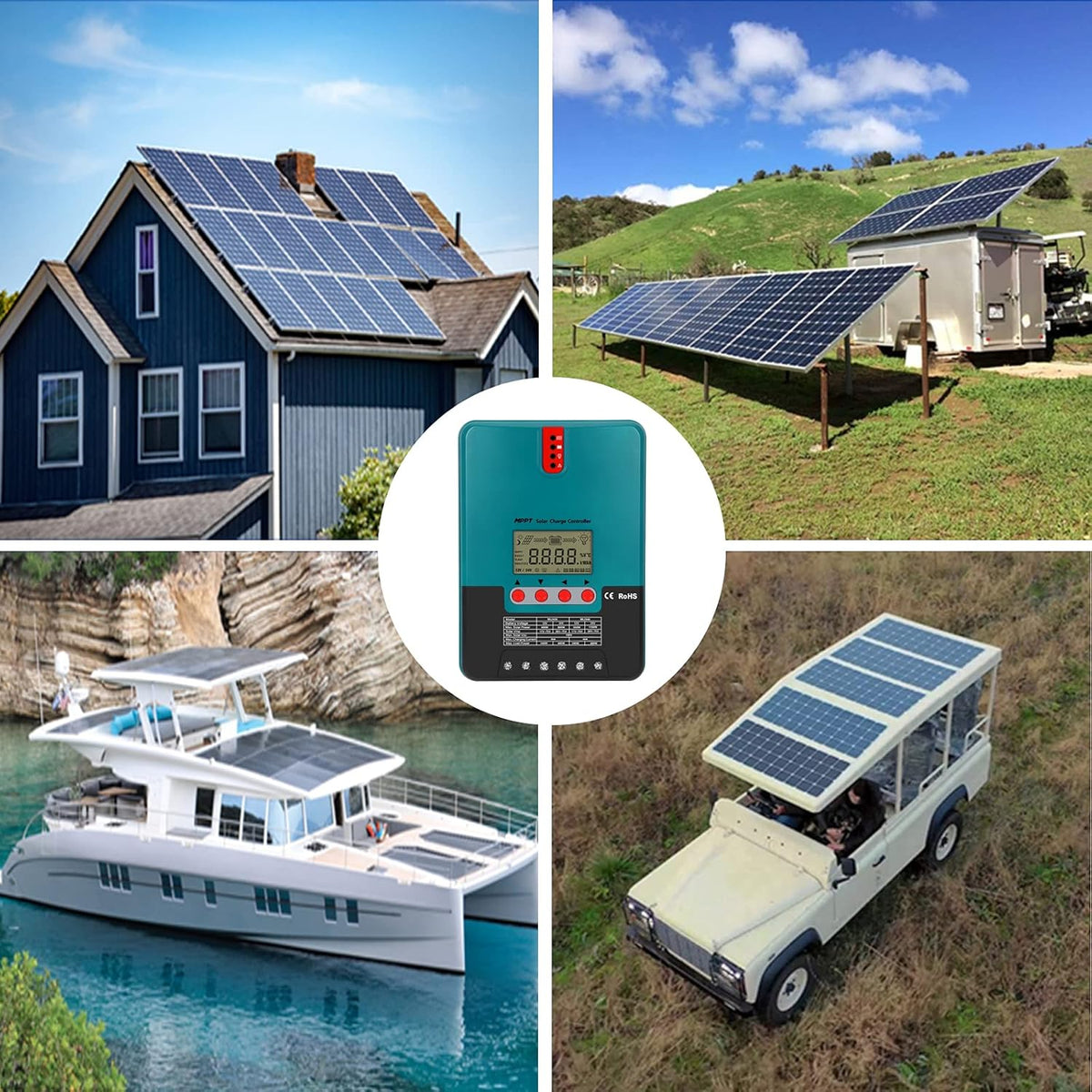 MPPT Solar Charge Controller Kit, 100V 40 Amp, with Extension Cable and Assembly Tool L93219