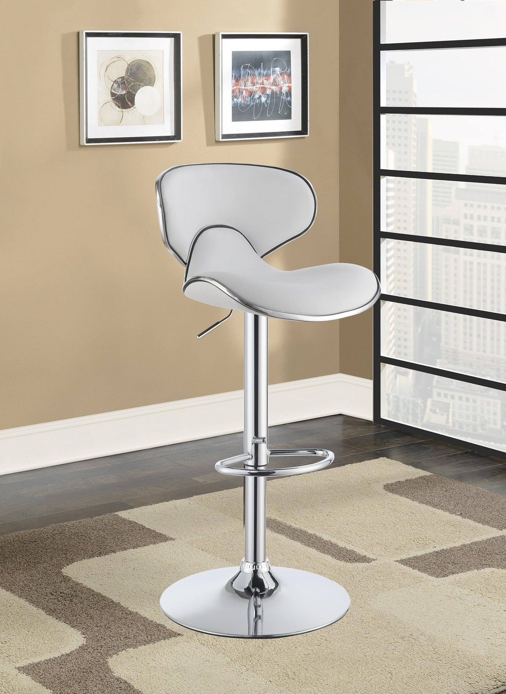 White Adjustable Bar Stool Set of 2 Z94795
