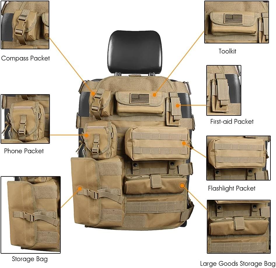 Black Tactical Seat Cover Pack of 2 Q954