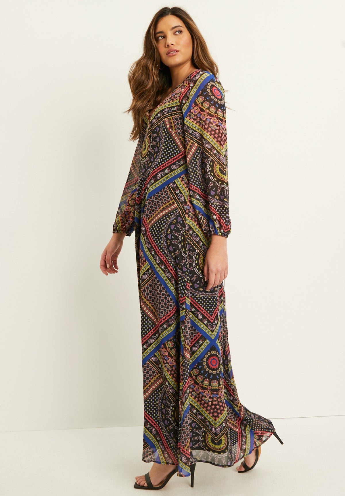Plus Size Chiffon Maxi Dress R679