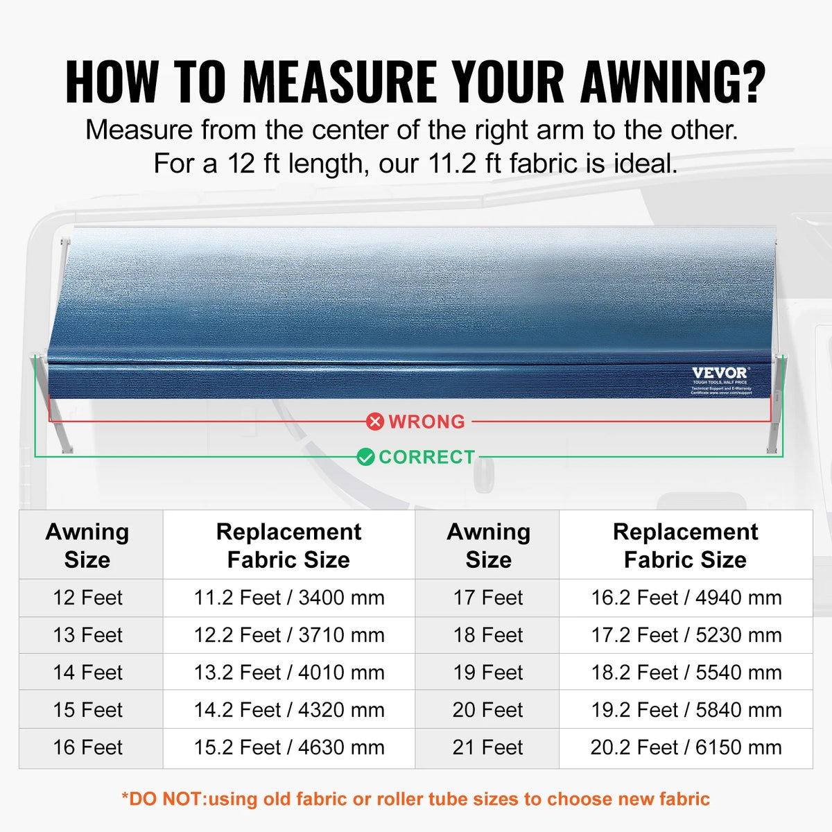 12' RV Awning Fabric Waterproof Replacement 16oz PVC Fabric P5652